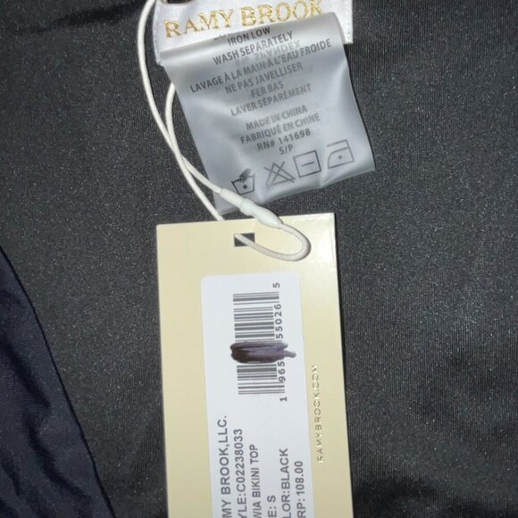 NWT Ramy Brook Oliwia Twist Front Bikini Top Twisted in Black Size Small - Picture 5 of 5